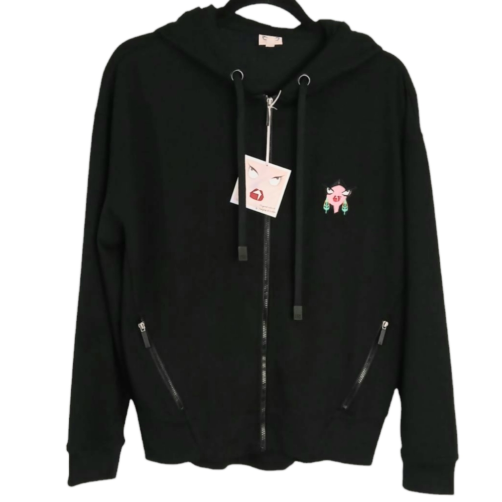 Badgley Mischka Sweater Women's Large Full Zip Hoodie New